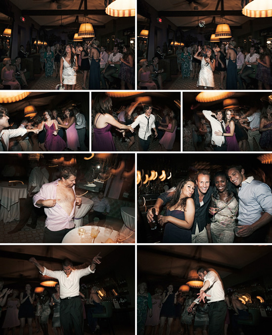 Wedding party dancing at night