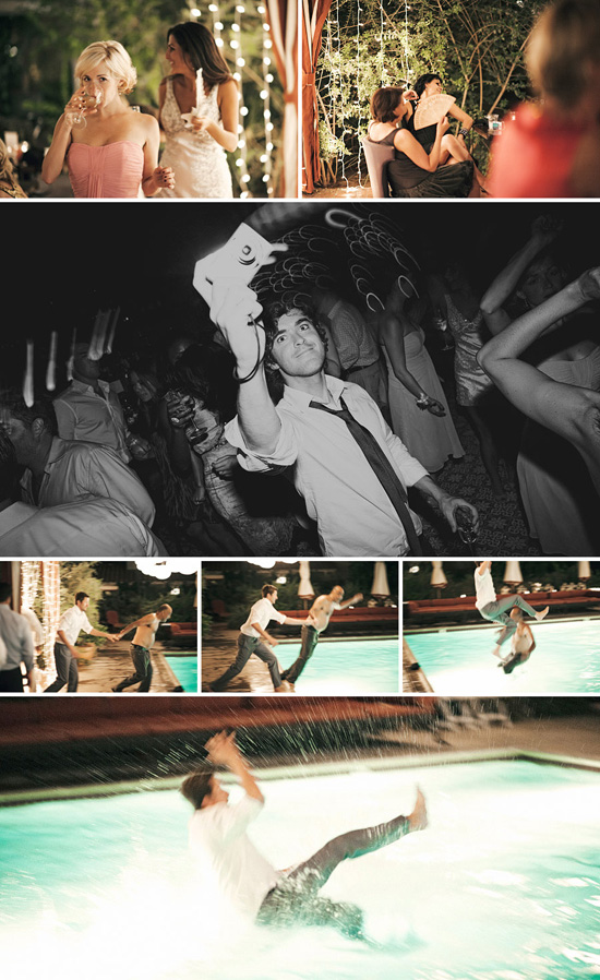 Wedding party fun by poolside