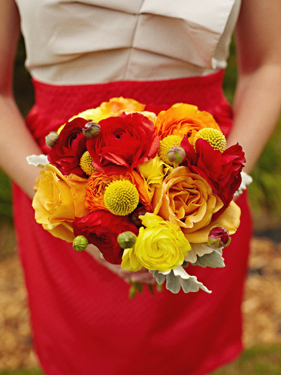 Red Orange And Yellow Wedding Bouquet