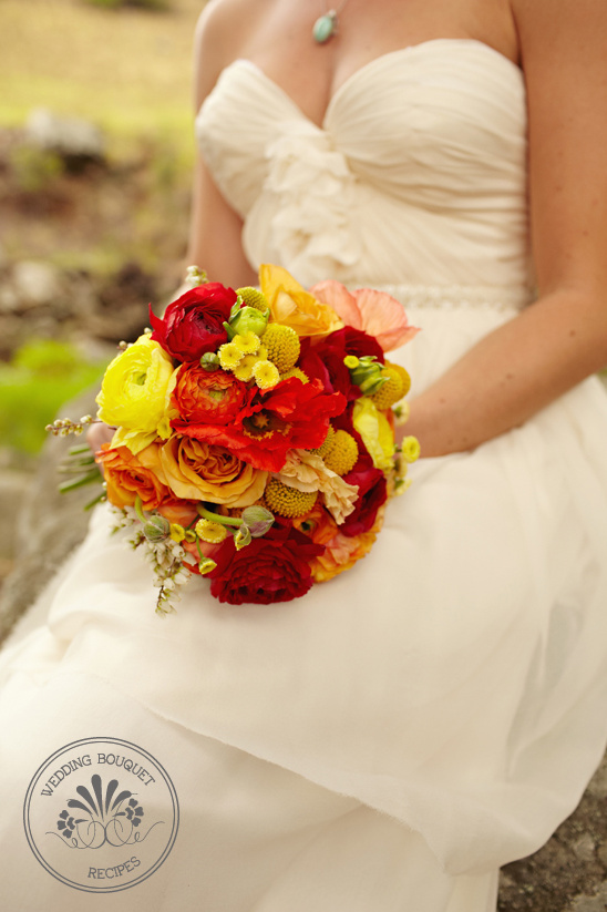 Red Orange And Yellow Wedding Bouquet