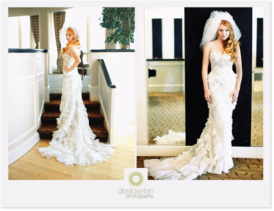 Stunning bride in a ruffled wedding gown