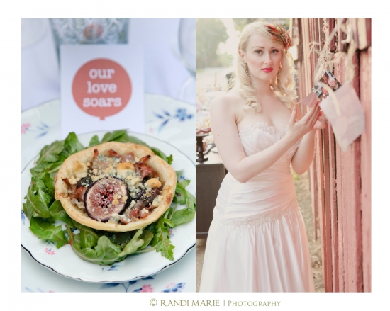 Bridal shoot with fig tart and elegant bride outdoors