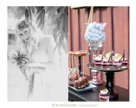 Vintage wedding bride and desserts by Randi Marie Photography