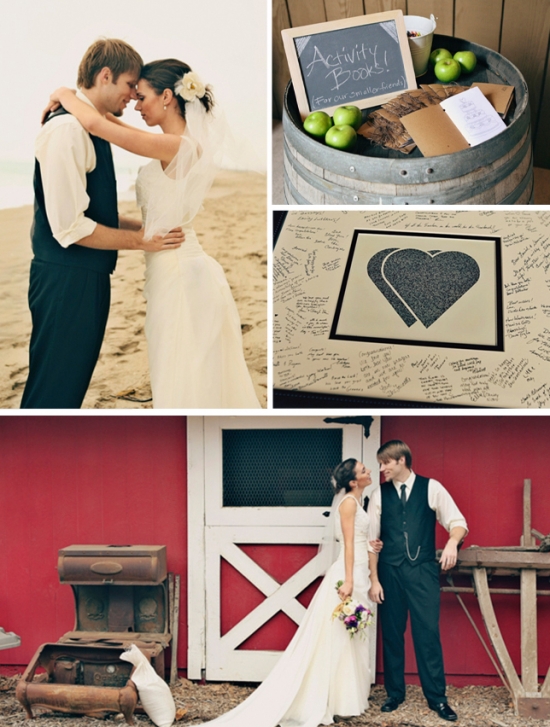 Collage of happy bride and groom wedding day scenes