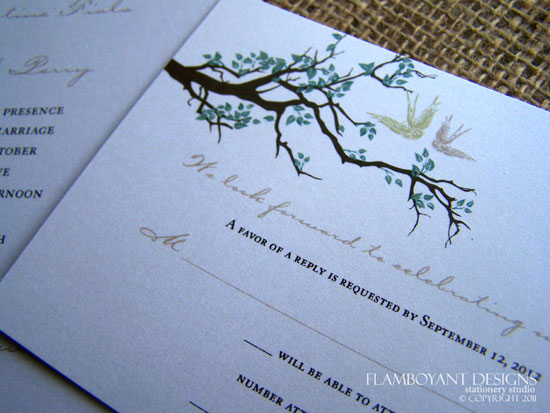 Swooping Swallow Wedding Invitations by Flamboyant Designs