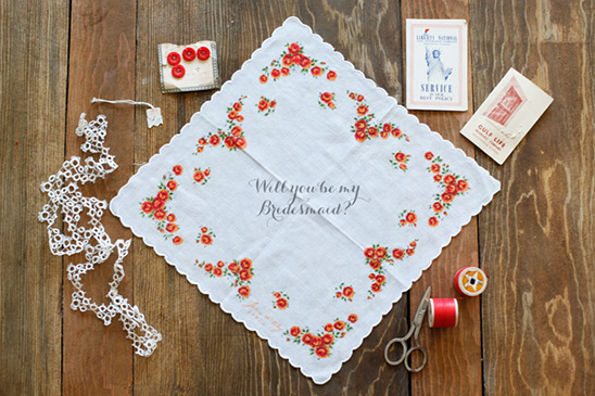 Will you be my bridesmaid floral handkerchief gift idea