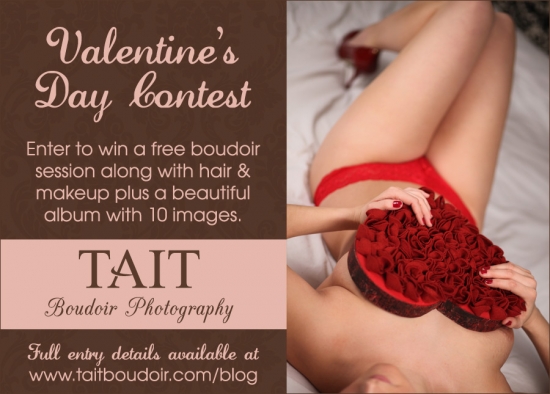 Boudoir photo contest for Valentines Day with red lingerie