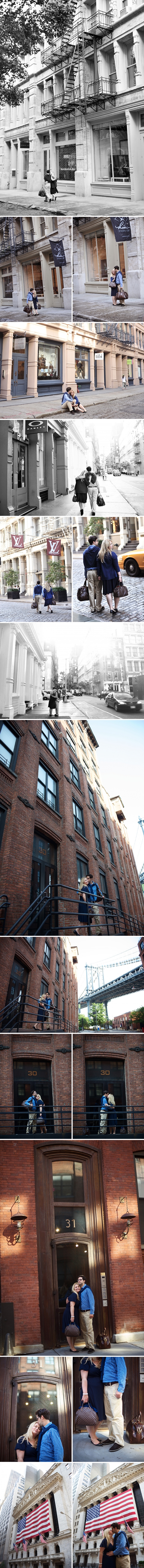 Collage of city street scenes and brick building