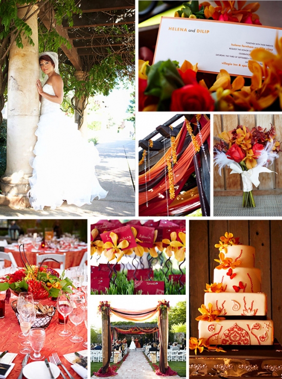 Orange and red wedding theme inspiration board