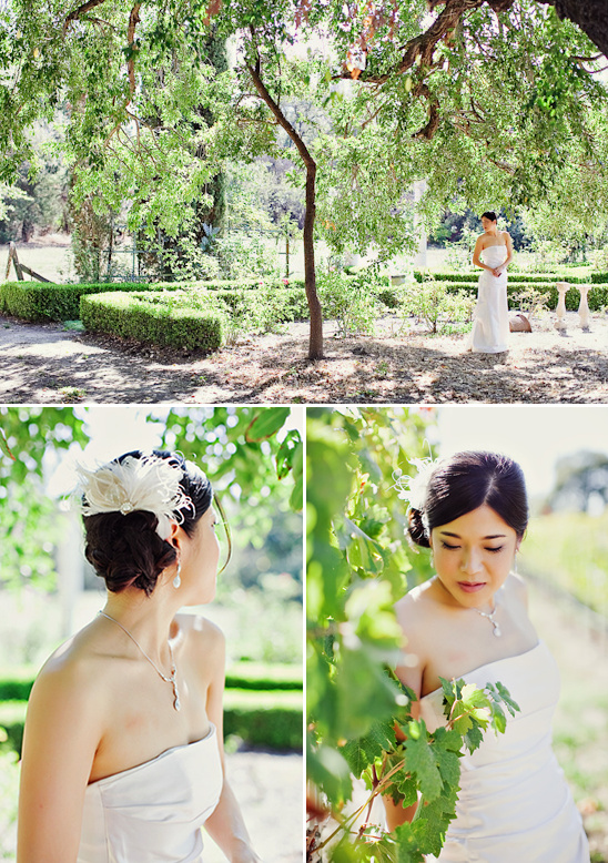 Bride in elegant white gown, outdoor wedding