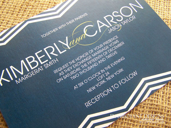 Chevron Romance Wedding Invitations by Flamboyant Designs