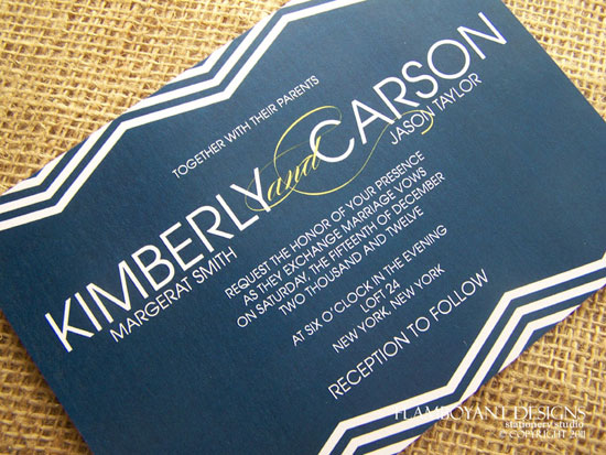 Chevron Romance Wedding Invitations by Flamboyant Designs