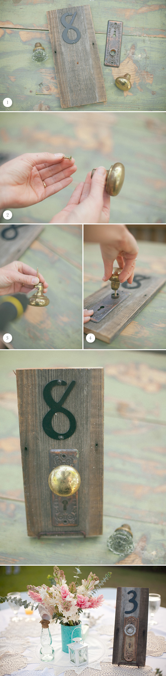 DIY Antique Doorknob Table Numbers