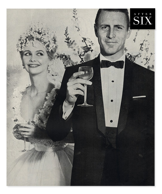 Couple in formal wear celebrating