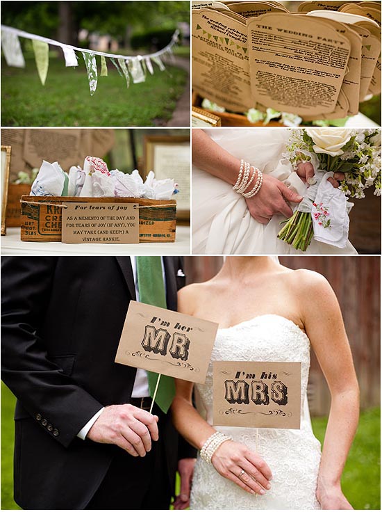 Rustic wedding details: favors, programs, signs