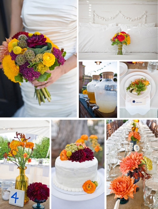 Collage showcasing floral wedding details and decor