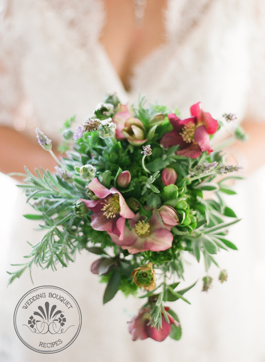 Beautiful wedding bouquet with pink flowers and greenery