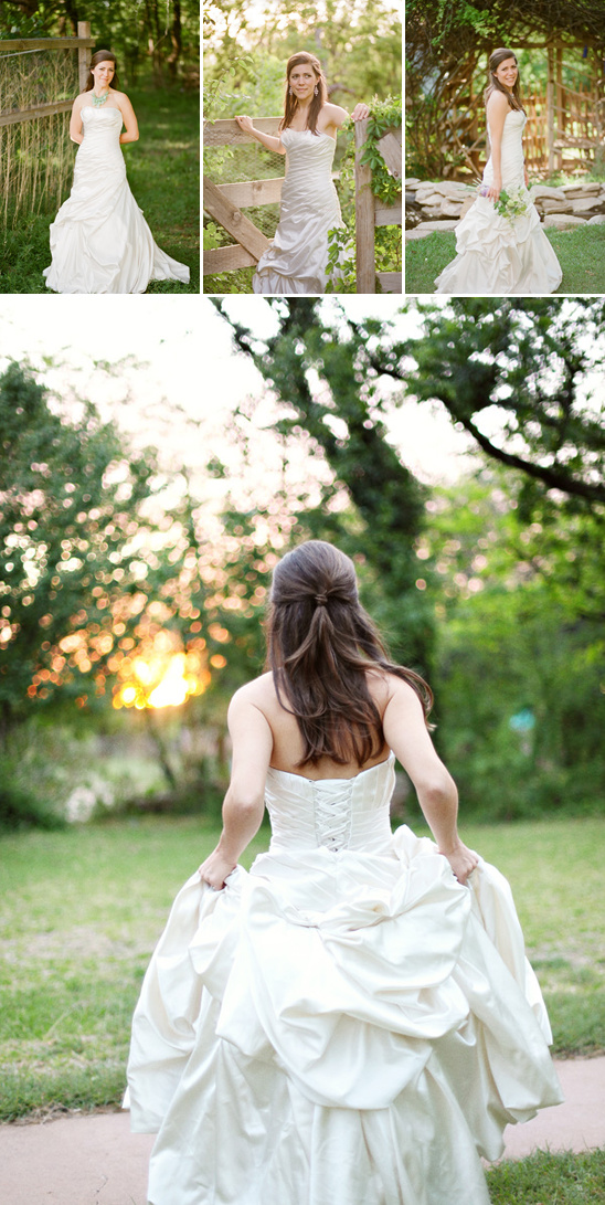 Bride in wedding dress running toward the sunset collage