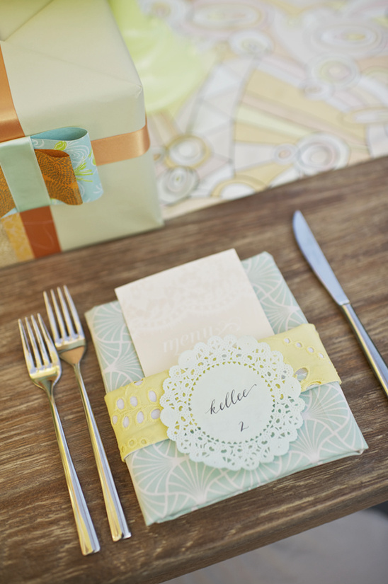 Elegant place setting with pastel place card