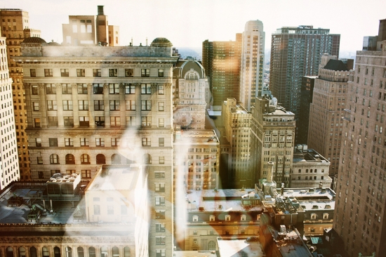 Cityscape view of tall buildings