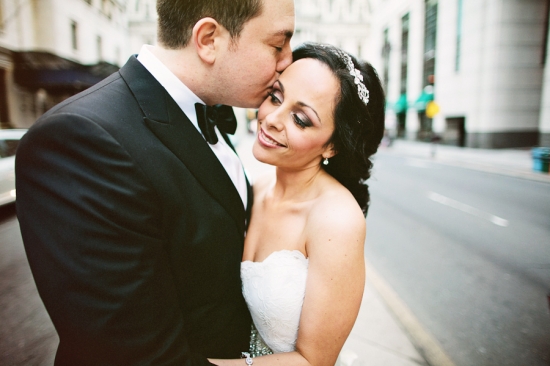 Couple kissing, wedding day love