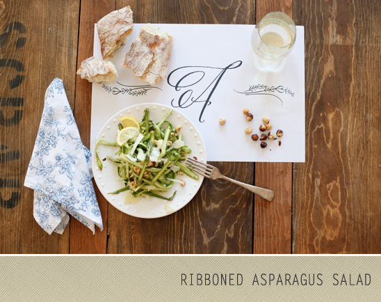 Delicious ribboned asparagus salad with hazelnuts