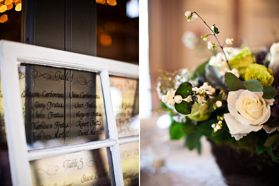Wedding seating chart in rustic window frame