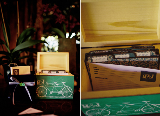 Wedding guest book box with tandem bicycle design