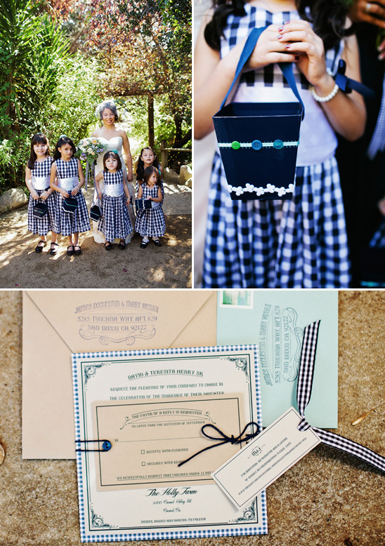 Charming garden wedding with flower girls and invitations