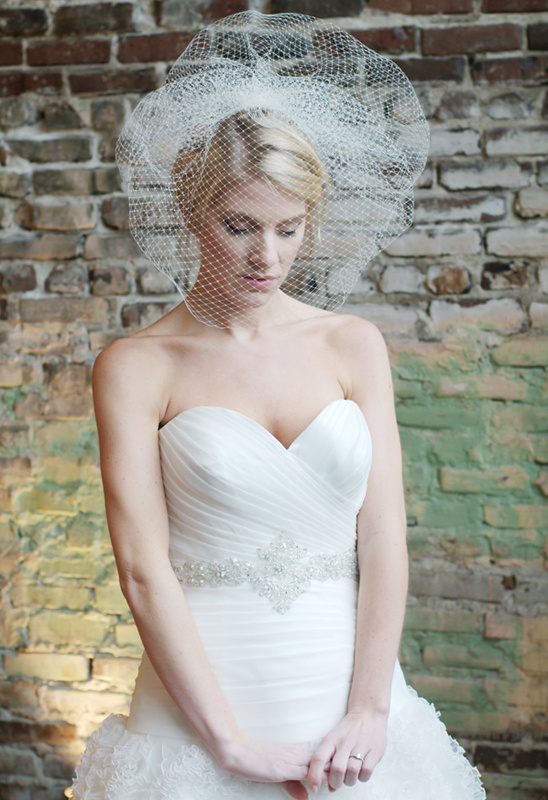 Bride in wedding dress with veil