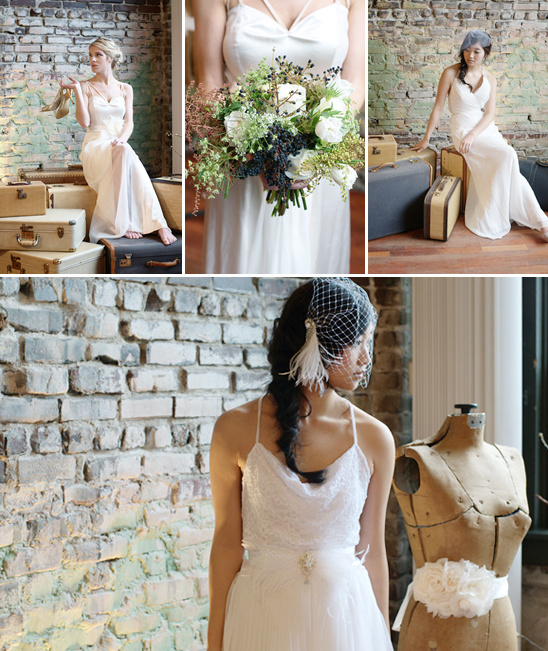 Vintage bridal collage with brides and wedding details