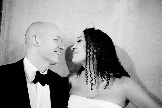 Couple in love, black and white wedding photo