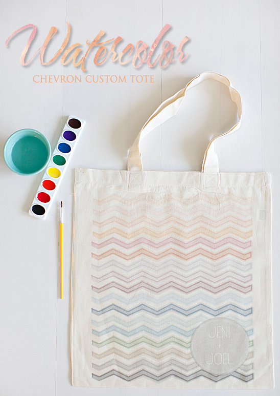 Watercolor chevron custom tote bag