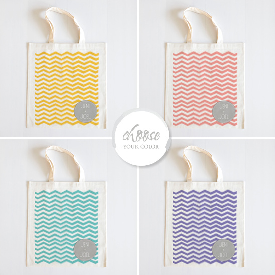 Colorful chevron tote bags, choose your color