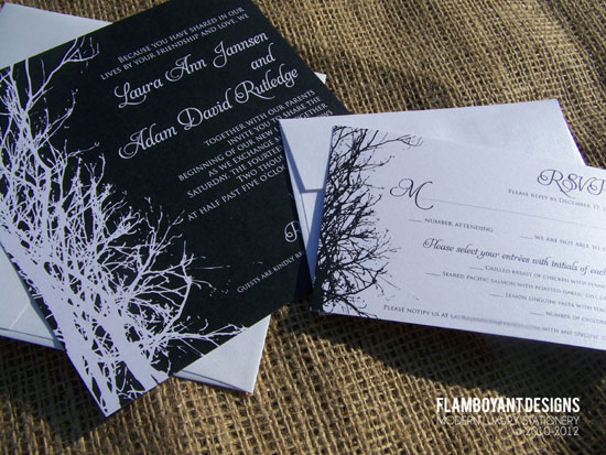 Enchanted Tree Silhouette Wedding Invitations by Flamboyant Designs