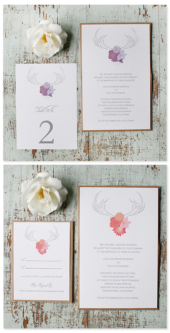 Free Antler Wedding Invitations