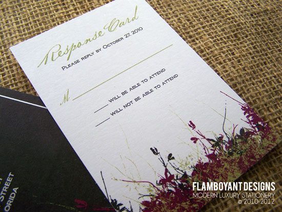 Floral wedding response card RSVP by October 27 2010