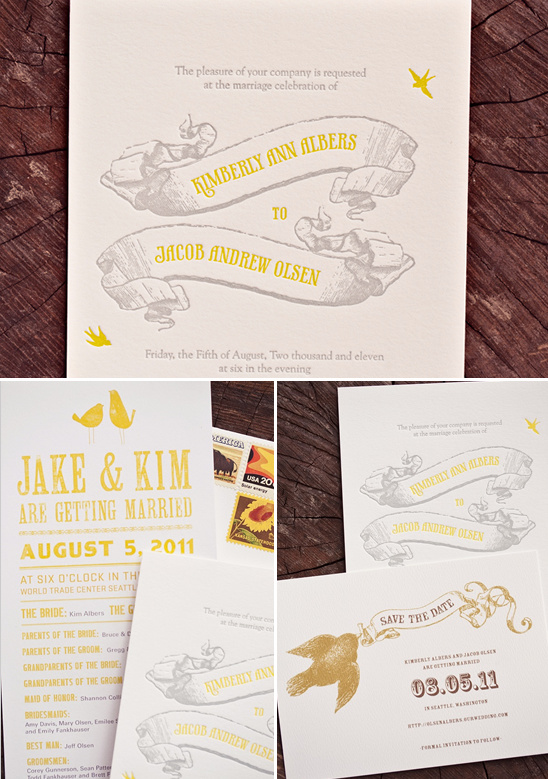 Elegant wedding invitation with Kimberly and Jacob's names