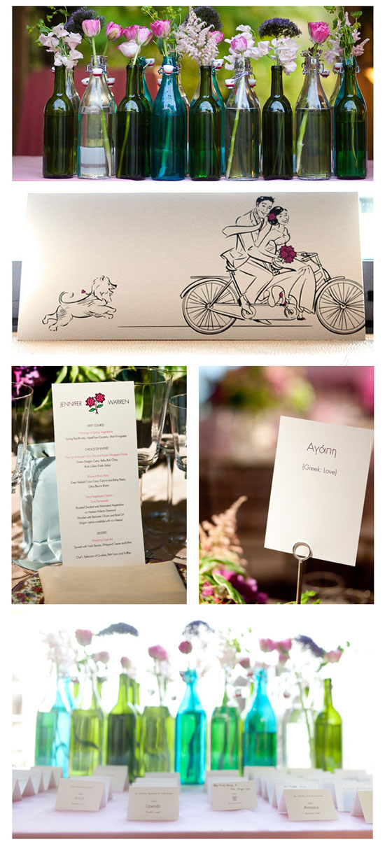 Whimsical and elegant garden wedding with illustration details