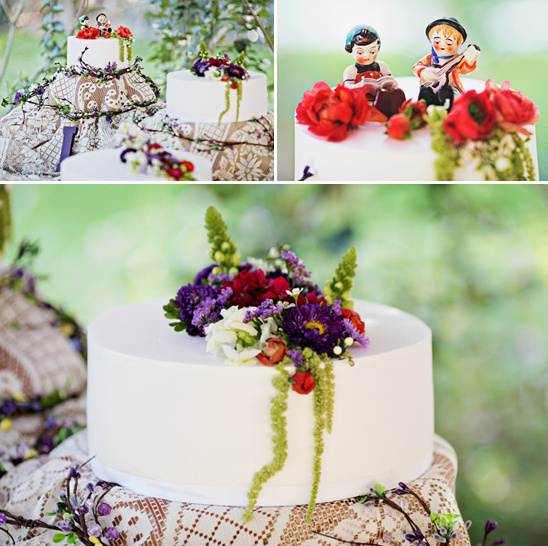 Elegant white wedding cake with fresh flower decoration