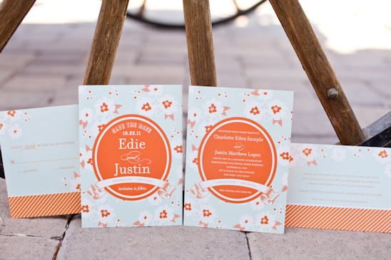 Cute floral wedding invitations for Edie and Justin