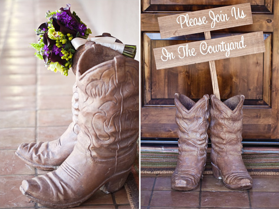 Cowboy boots welcome sign courtyard