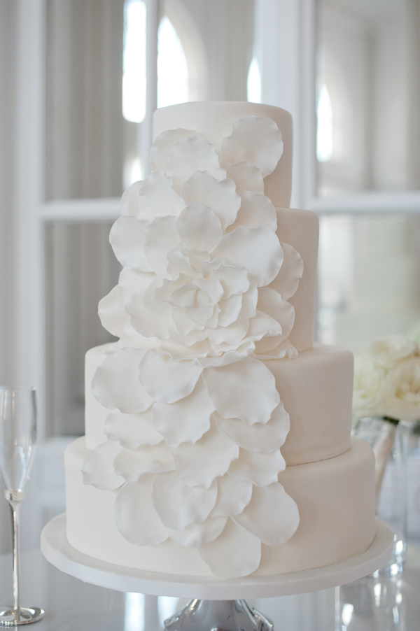 White Ruffled Wedding Cake