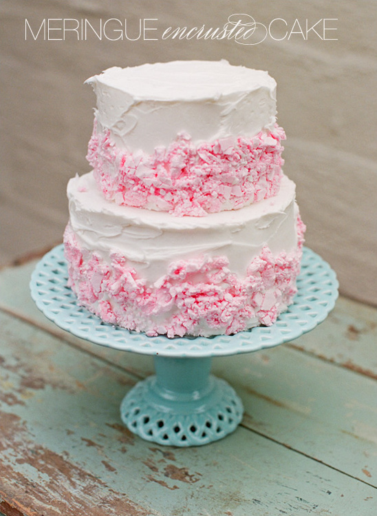 Meringue Encrusted Cake + Blue Cake Stands