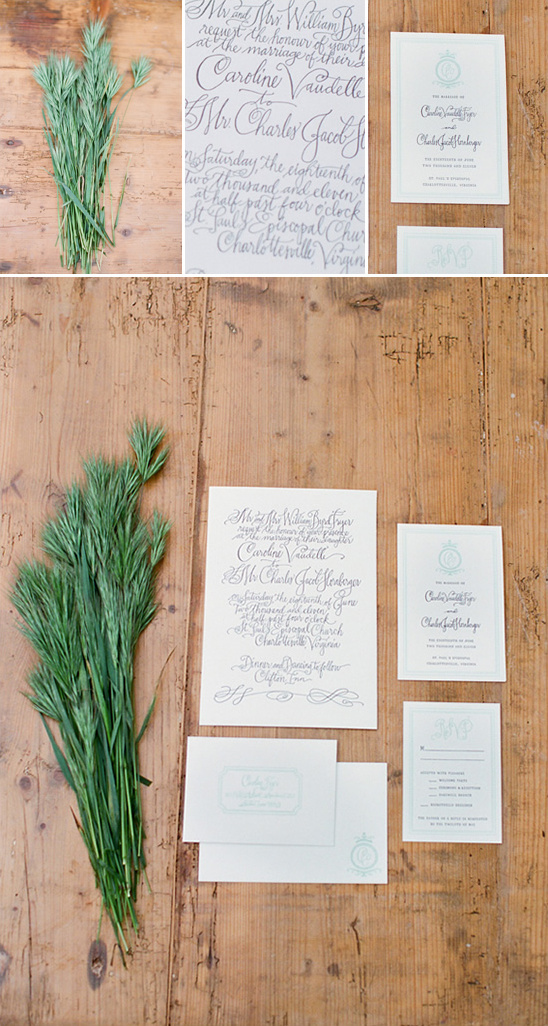 Elegant wedding invitation suite with calligraphy