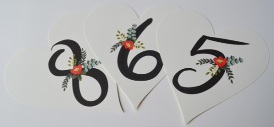 Table Numbers in Florals
