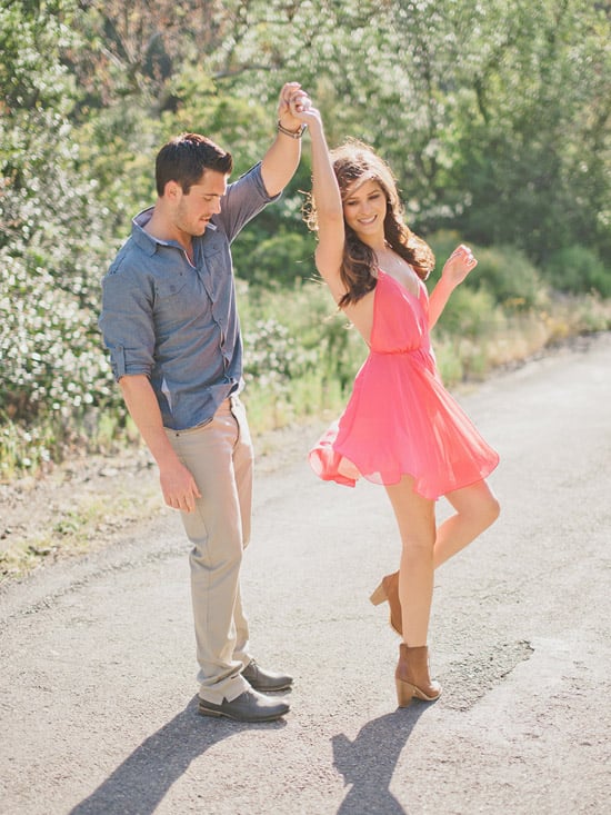 Dancing during an engagement session