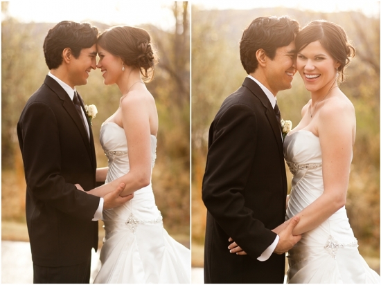 Photo of bride and groom in classic black and white wedding