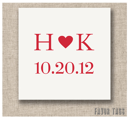 HK wedding favor tag with heart and date