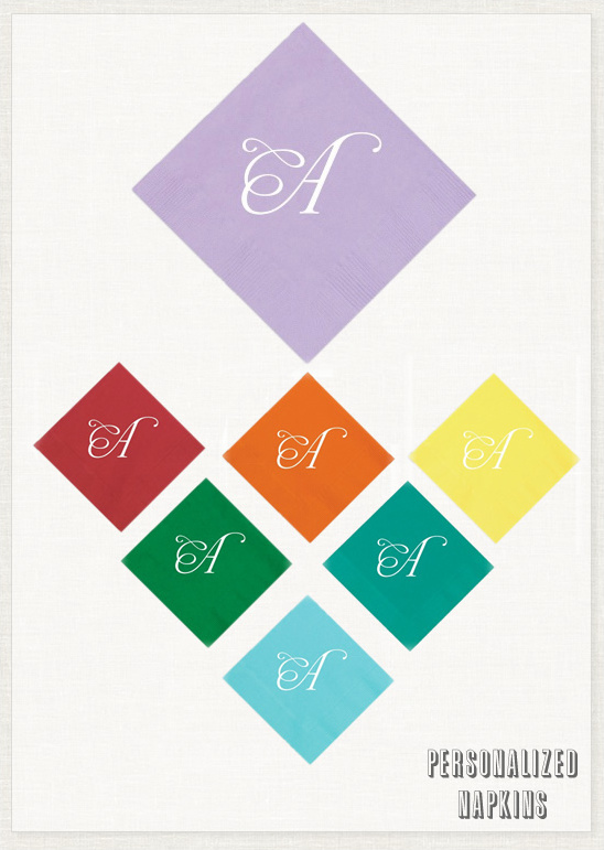 Colorful personalized napkins with letter A design